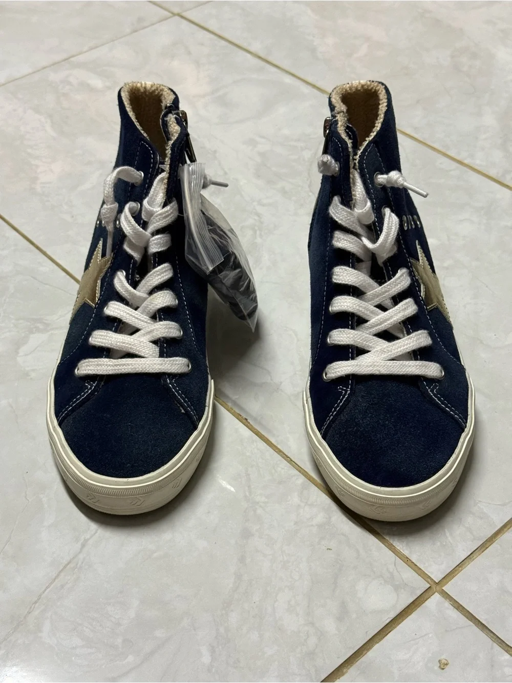 NEW Vintage Havana VH EST 1954 Navy Suede Gold Star High Top Sneakers Size 9